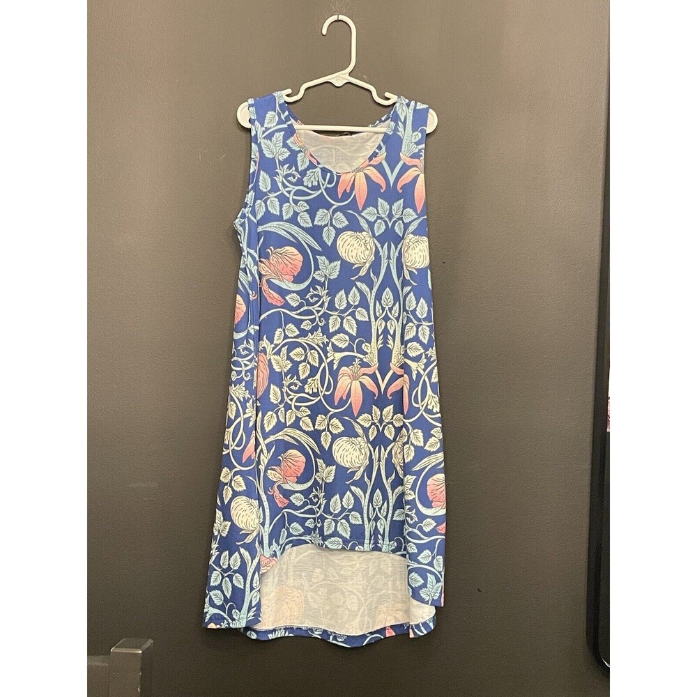 Neatie Kiddie Floral Blue Purple Long Tunic Dress 10/12 Girls